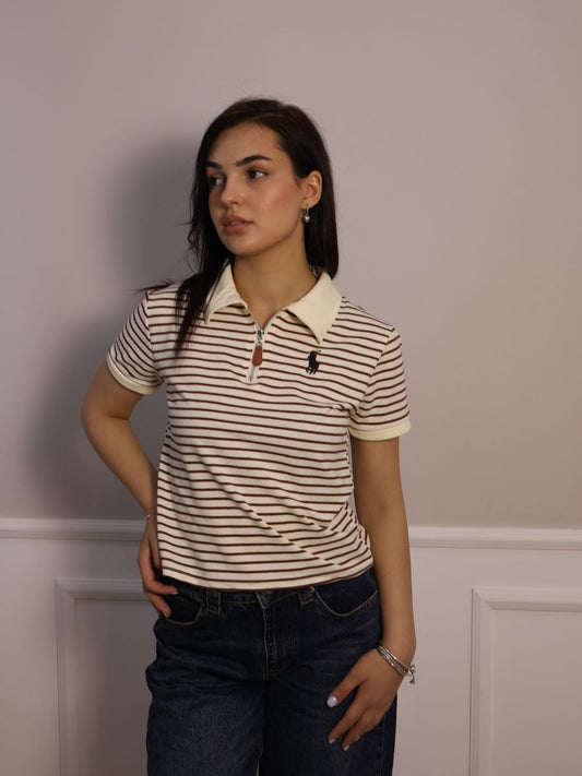 Polo t-shirt cream color lines