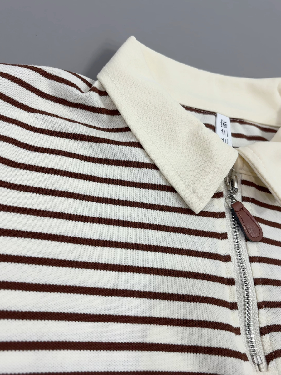 Polo t-shirt cream color lines