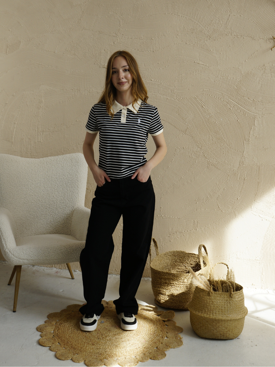 Polo t-shirt black white