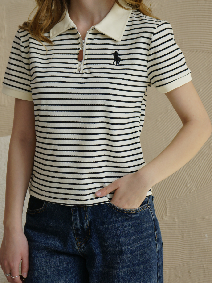 Polo t-shirt White black