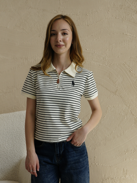 Polo t-shirt White black