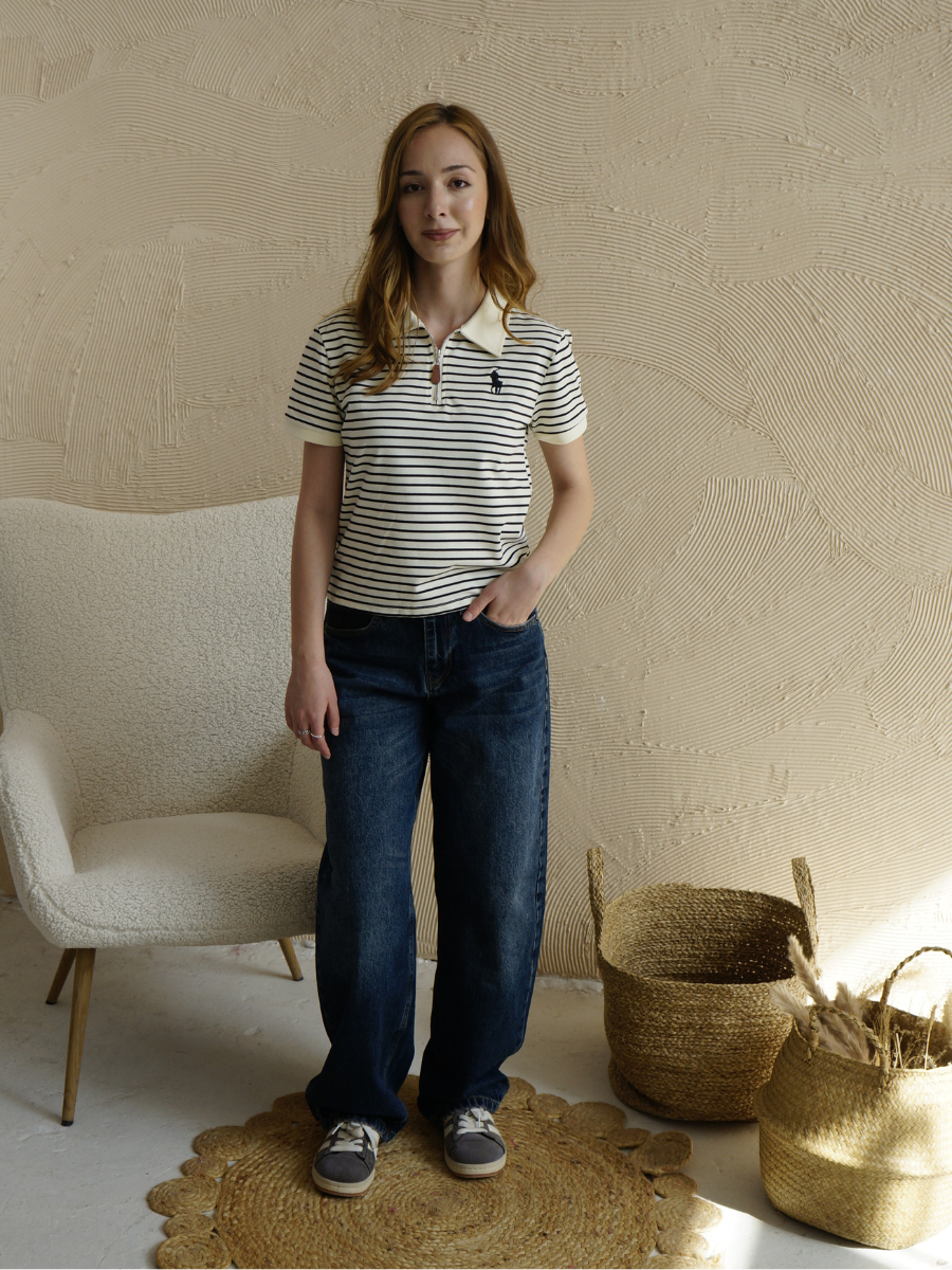 Polo t-shirt White black