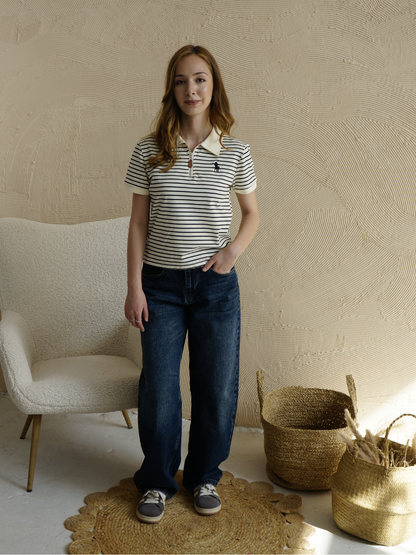 Polo t-shirt White black